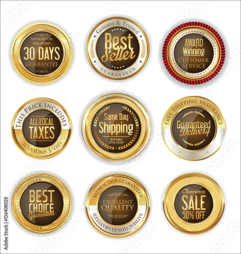 Luxury golden retro labels collection 