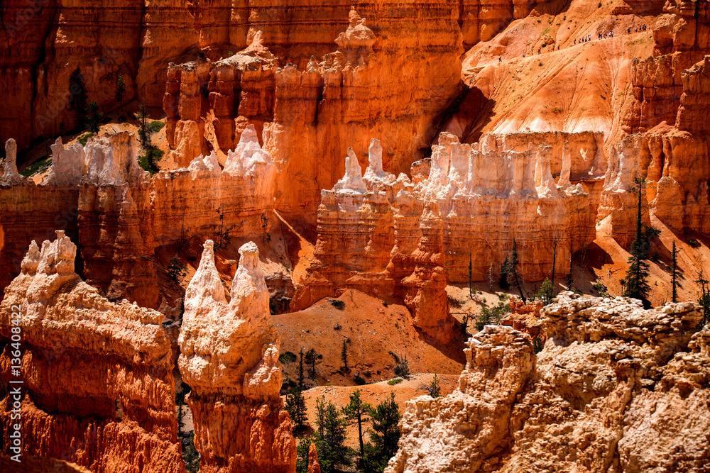 Felspyramiden rotleuchtend im Bryce Canyon kurz vor Sonnenuntergang Felspyramiden rotleuchtend im Bryce Canyon kurz vor Sonnenuntergang