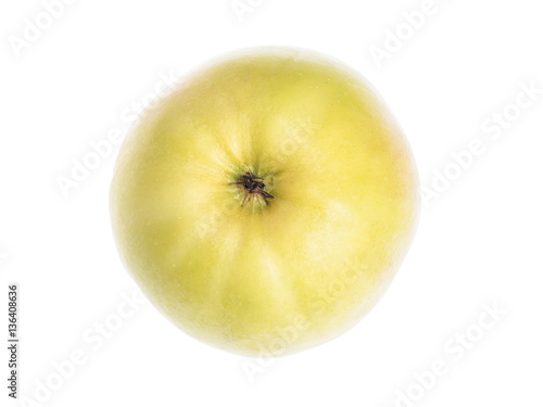 Ripe, fresh apple isolated on white background. Perfectly retouched with clear details. Full depth of field. Fruit photographed in Studio on white background