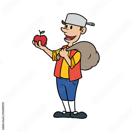 Johnny Appleseed Cartoon Vector Illustration