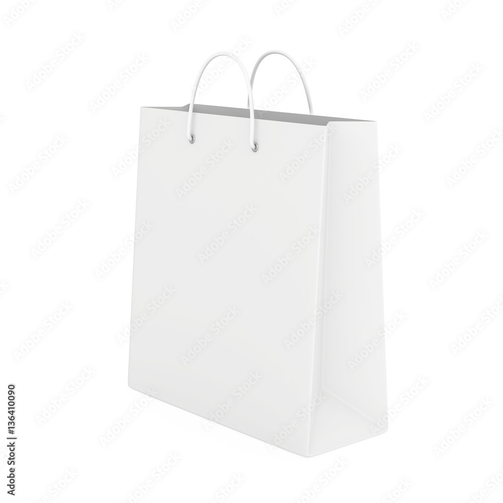 close up of paper bag on white background with clipping path. 3d rendering. close up of paper bag on white background with clipping path. 3d rendering.