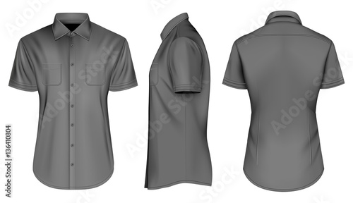 Mens black short sleeve shirts with open collar