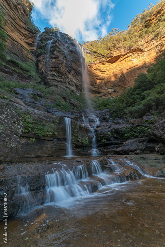 Magnificent view of Wentworth Falls waterfall in Blue Mountains