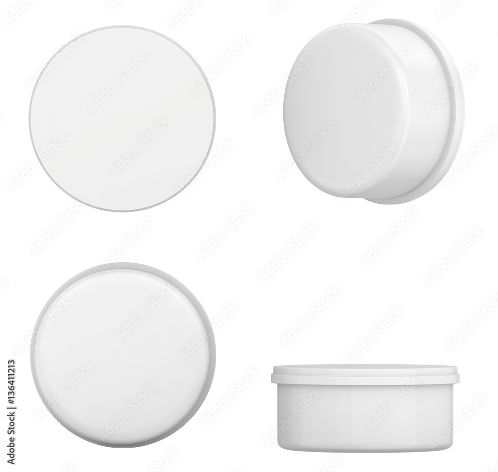Cream, Gel Or Powder, Light Gray, White, Jar Can Cap Bottle. Blank On Background Isolated. Ready For Your Design. Product Packing. 3d rendering. Cream, Gel Or Powder, Light Gray, White, Jar Can Cap Bottle. Blank On Background Isolated. Ready For Your Design. Product Packing. 3d rendering.