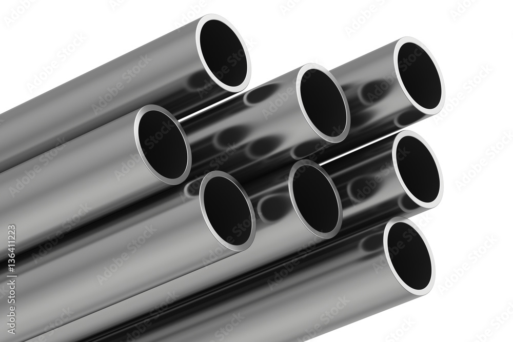 Fototapeta premium Metal pipe. 3d rendering illustration isolated on white background.