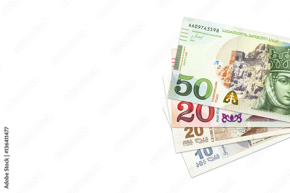 heap of georgian lari bank notes background heap of georgian lari bank notes background