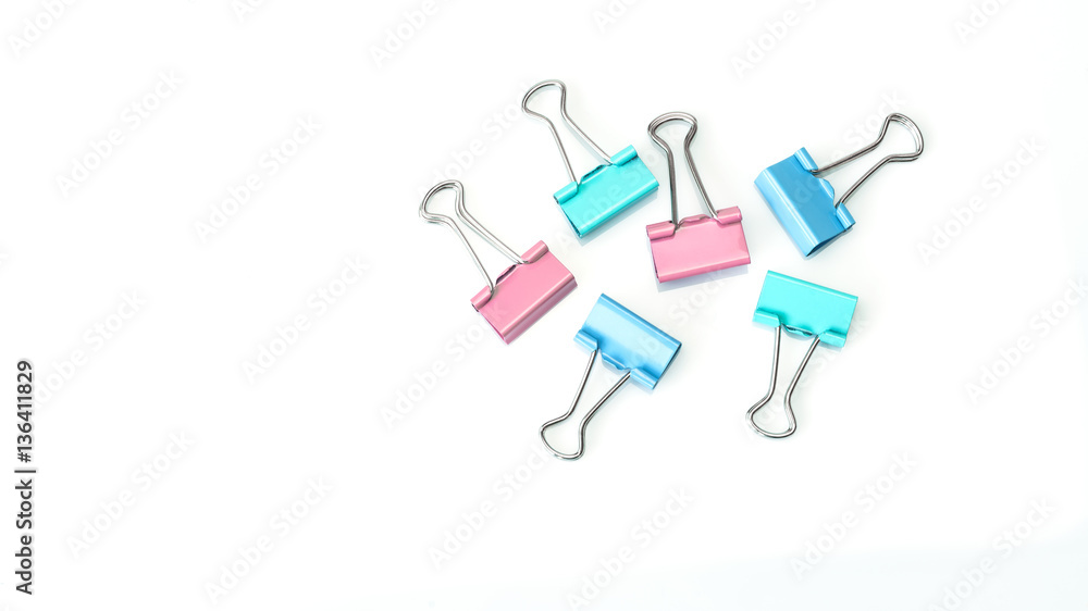 Pastel color stamp paper clip of Office equipment isolated on white background Pastel color stamp paper clip of Office equipment isolated on white background
