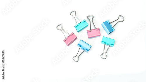 Pastel color stamp paper clip of Office equipment isolated on white background