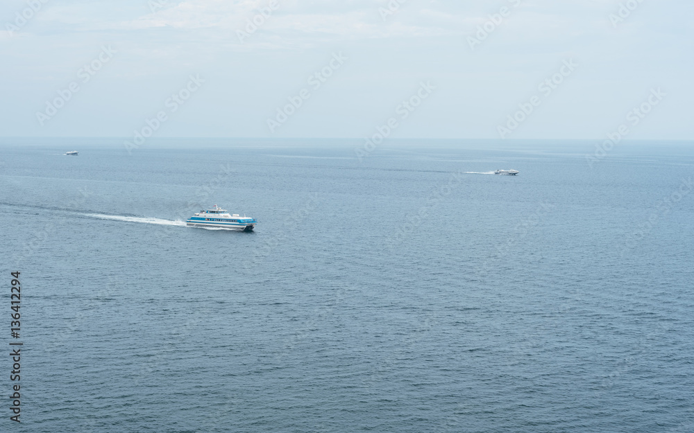 Three ships sailing in the sea. Three ships sailing in the sea.