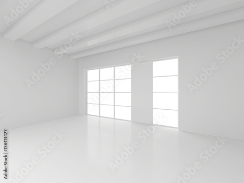 High resolution white room with window. 3d rendering.