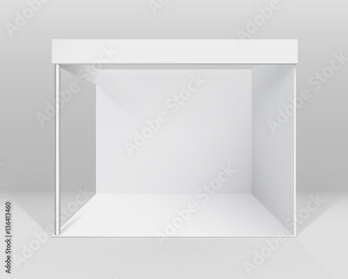 Vector White Blank Indoor Trade exhibition Booth Standard Stand for Presentation Isolated with Background