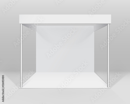 Vector White Blank Indoor Trade exhibition Booth Standard Stand for Presentation Isolated with Background