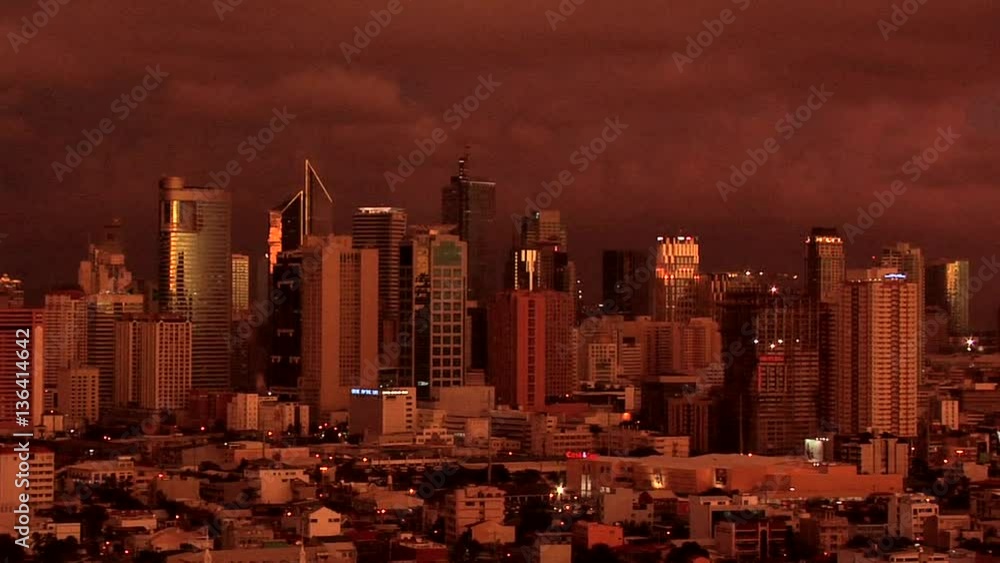 Sunset illuminating the Skyline of Makati, Manila, Philippines Sunset illuminating the Skyline of Makati, Manila, Philippines
