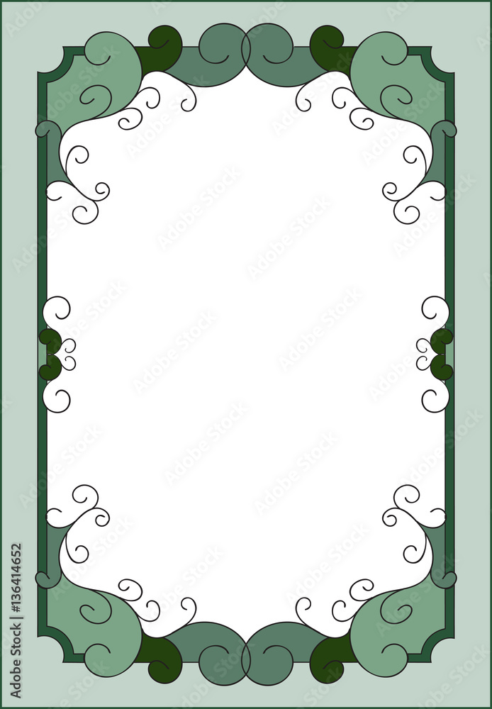 Fototapeta premium decorative vertical frame border in green tones