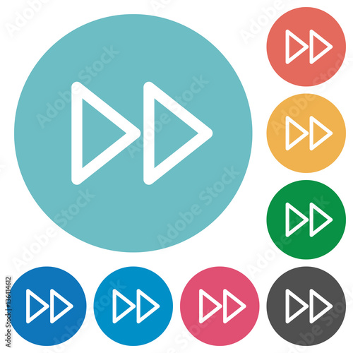 Media fast forward flat round icons