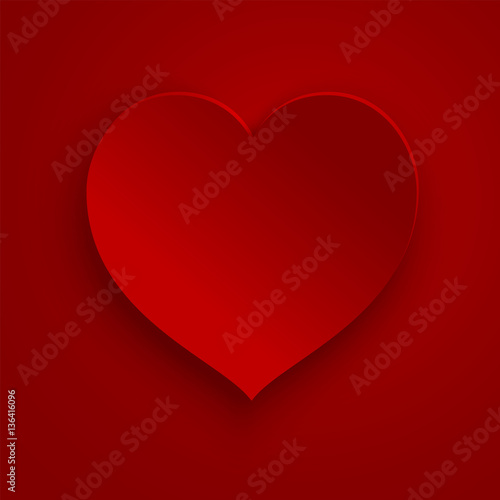 red heart vector illustration on the red background  paper cutout art style