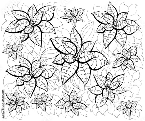 Hand drawn ink pattern. Coloring book for adult merry christmas new year 2017 rooster