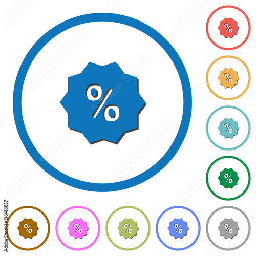 Discount sticker icons with shadows and outlines
