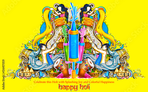 Happy Holi Background for Festival of Colors celebration greetings
