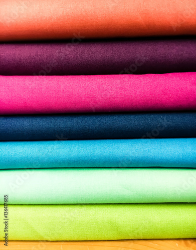 Colorful fabrics selection