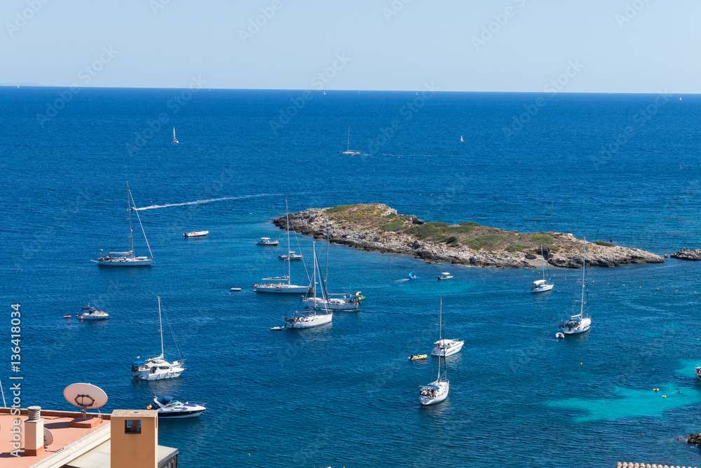 Beautiful seascape of Illetes on Mallorca Island, the Balearic Islands, Spain
