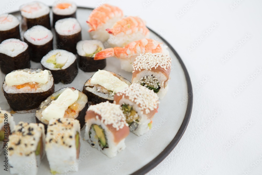 Various sushi on plate Various sushi on plate