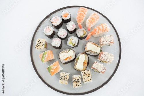 Various sushi on plate