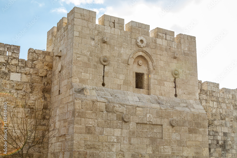 Herod's Gate, Flowers Gate in Jerusalem, Israel