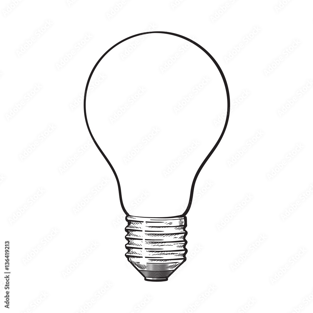 Matted, opaque tungsten light bulb, side view, sketch style vector  illustration isolated on white background. hand drawing of matted, opaque,  nontransparent tungsten light bulb Stock ベクター | Adobe Stock