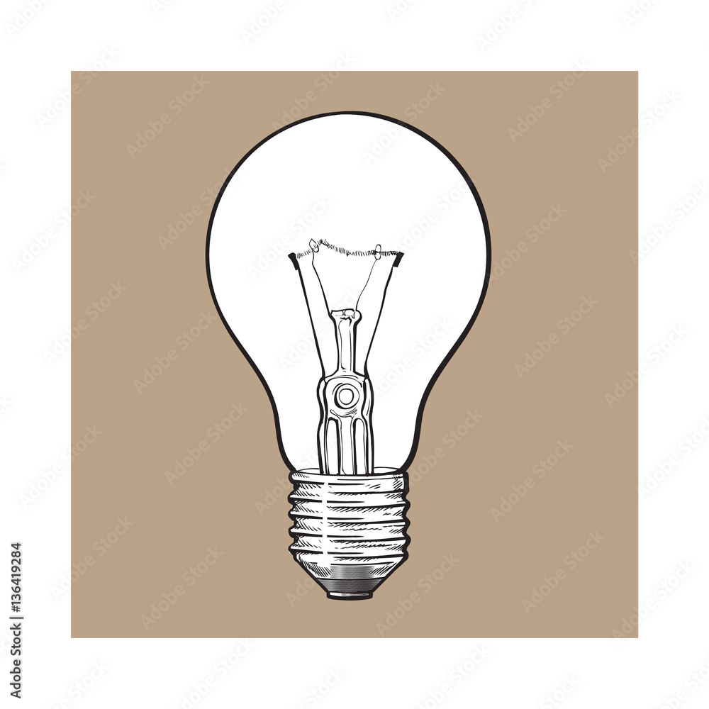 Sketch of light bulb icon with concept of idea. Think and creative  different. Doodle hand drawn sign. vector | Stock vector | Colourbox