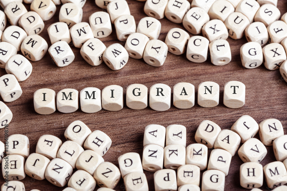 Immigrant, letter dices word Immigrant, letter dices word