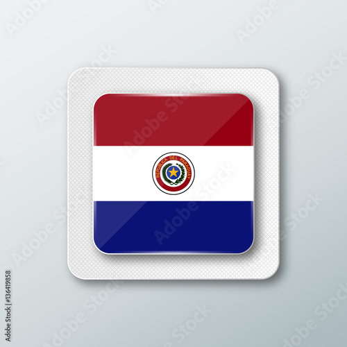 Square button with the national flag of Paraguay with the reflection of light. Icon with the main symbol of the country. Free Download Square button with the national flag of Paraguay with the reflection of light. Icon with the main symbol of the country. - GFXLoad