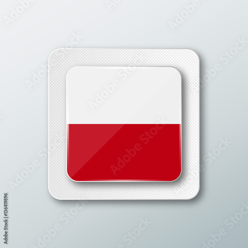 Square button with the national flag of Poland with the reflection of light. Icon with the main symbol of the country. Free Download Square button with the national flag of Poland with the reflection of light. Icon with the main symbol of the country. - GFXLoad