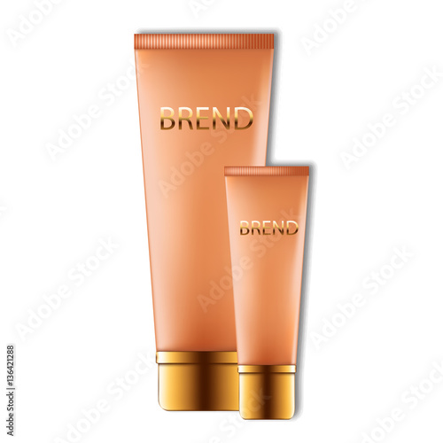 Realistic set of cosmetic cream or concealer on a white background