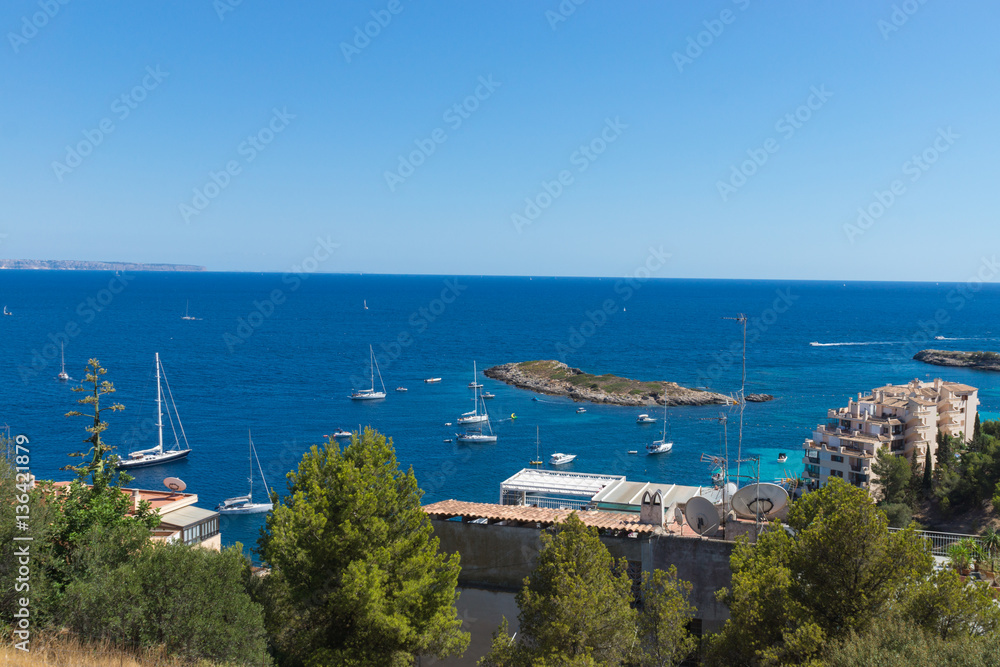 Beautiful seascape of Illetes on Mallorca Island, the Balearic Islands, Spain