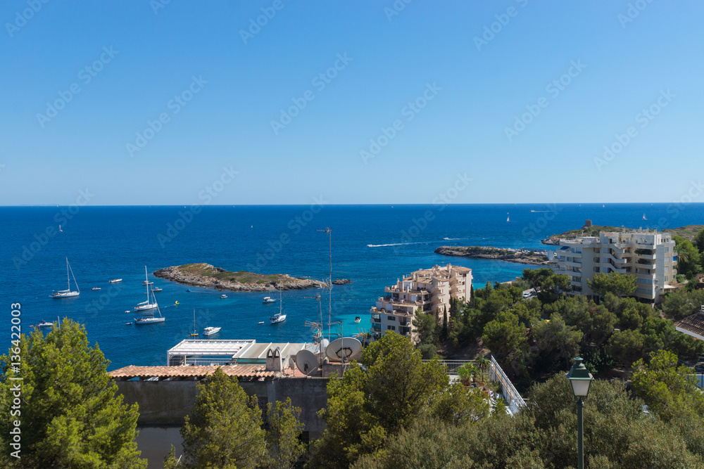 Beautiful seascape of Illetes on Mallorca Island, the Balearic Islands, Spain