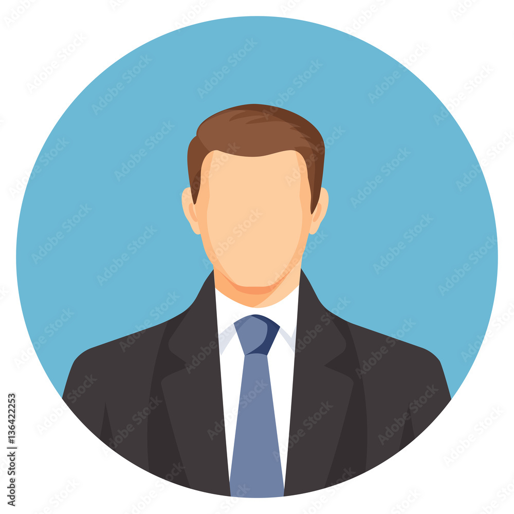 Faceless businessman avatar. Man in suit with blue tie. Faceless businessman avatar. Man in suit with blue tie.