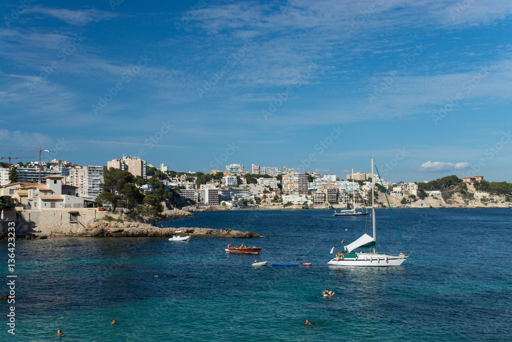 Island Mallorca, view to a mediterranean sea, beautiful seascape, Illetas,Spain, summer holiday.
