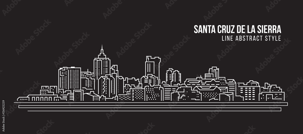 Cityscape Building Line art Vector Illustration design - Santa cruz de la sierra city