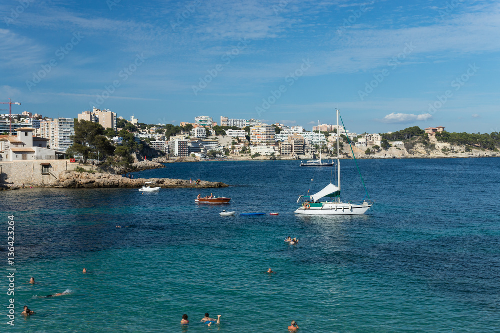 Island Mallorca, view to a mediterranean sea, beautiful seascape, Illetas,Spain, summer holiday.