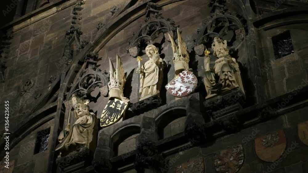 Gothic art of Old Town tower in Czechia city of Prague 3840X2160 UHD tilting footage - Architecture of Charles bridge over Vltava river in Czech Republic capital slow tilt 2160p UltraHD video Gothic art of Old Town tower in Czechia city of Prague 3840X2160 UHD tilting footage - Architecture of Charles bridge over Vltava river in Czech Republic capital slow tilt 2160p UltraHD video