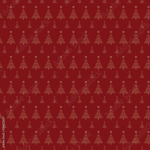 Christmas tree pattern with stars on red background