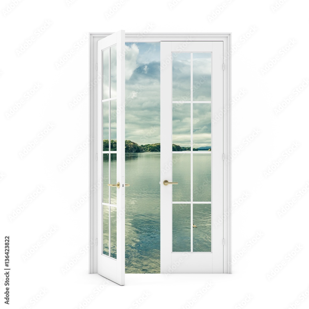 open door with a view of the lake open door with a view of the lake