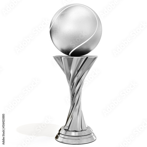 silver trophy with tennis ball