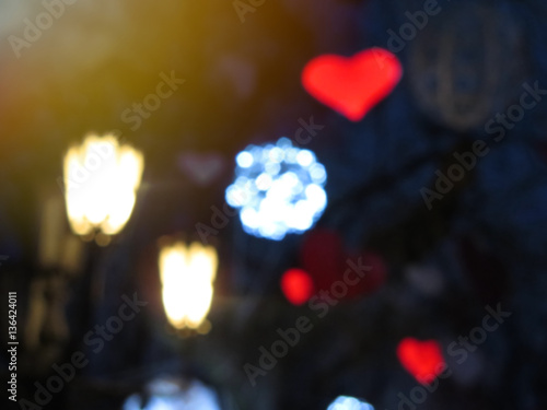 Red heart. holiday symbol of love Valentine's Day. Background blur bokeh illumination