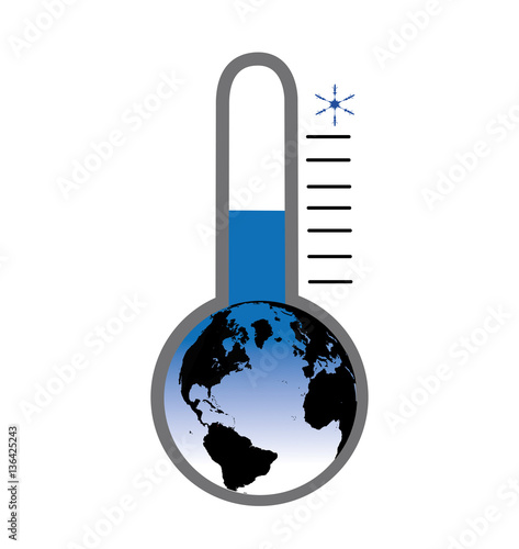 Earth in the Shape of a Thermometer on White Background 3D Illustration, vector illustration