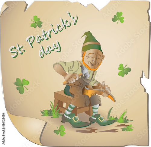 Fabulous shoes. Leprechaun. St. Patrick's Day. Vector image of the hero national holiday. Cartoon-style.