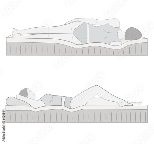 correct posture during sleep. vector illustration.