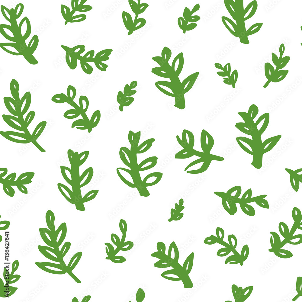Floral pattern with hand drawn leaves. Design elements with ink and brush. Floral pattern with hand drawn leaves. Design elements with ink and brush.