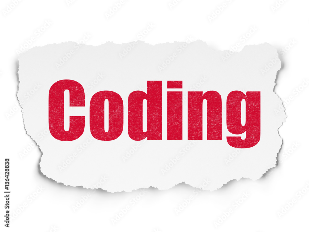 Database concept: Coding on Torn Paper background Database concept: Coding on Torn Paper background